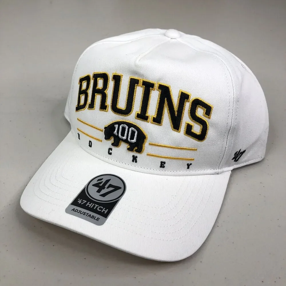 Boston Bruins Hat White Centennial Roscoe 47 Hitch Snapback Ball Cap 100‎ Years
